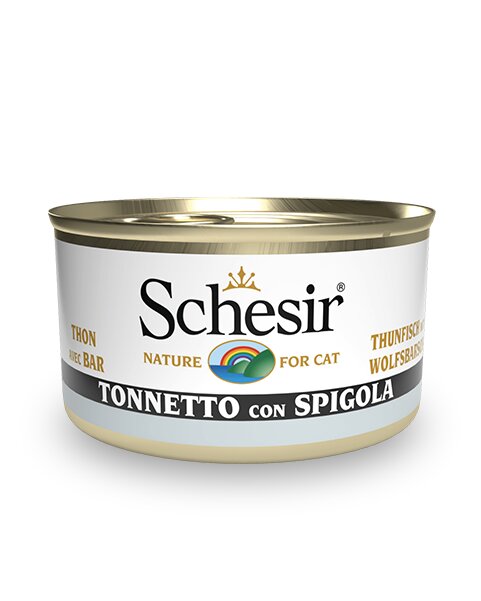 Schesir Tonnetto Con Spigola Cibo Umido Gatti Adulti Lattina 85g-2