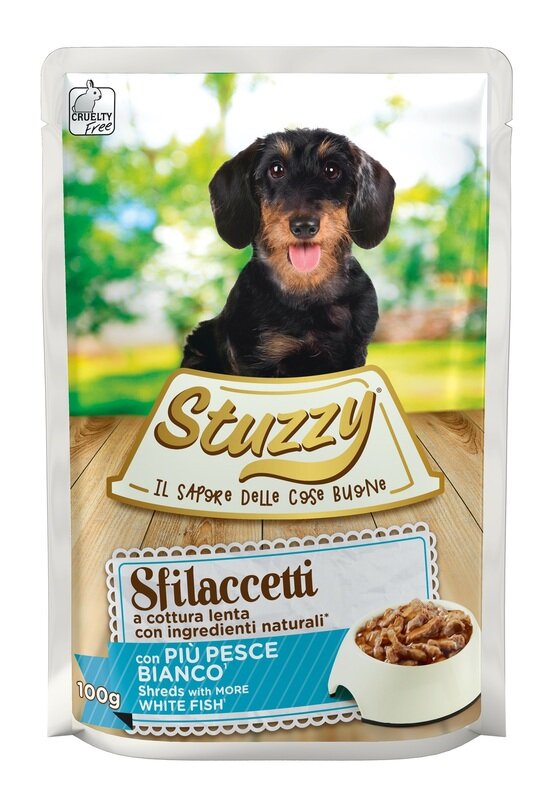 Stuzzy Cane Adulto Sfilaccetti con Pesce Bianco 100g-1