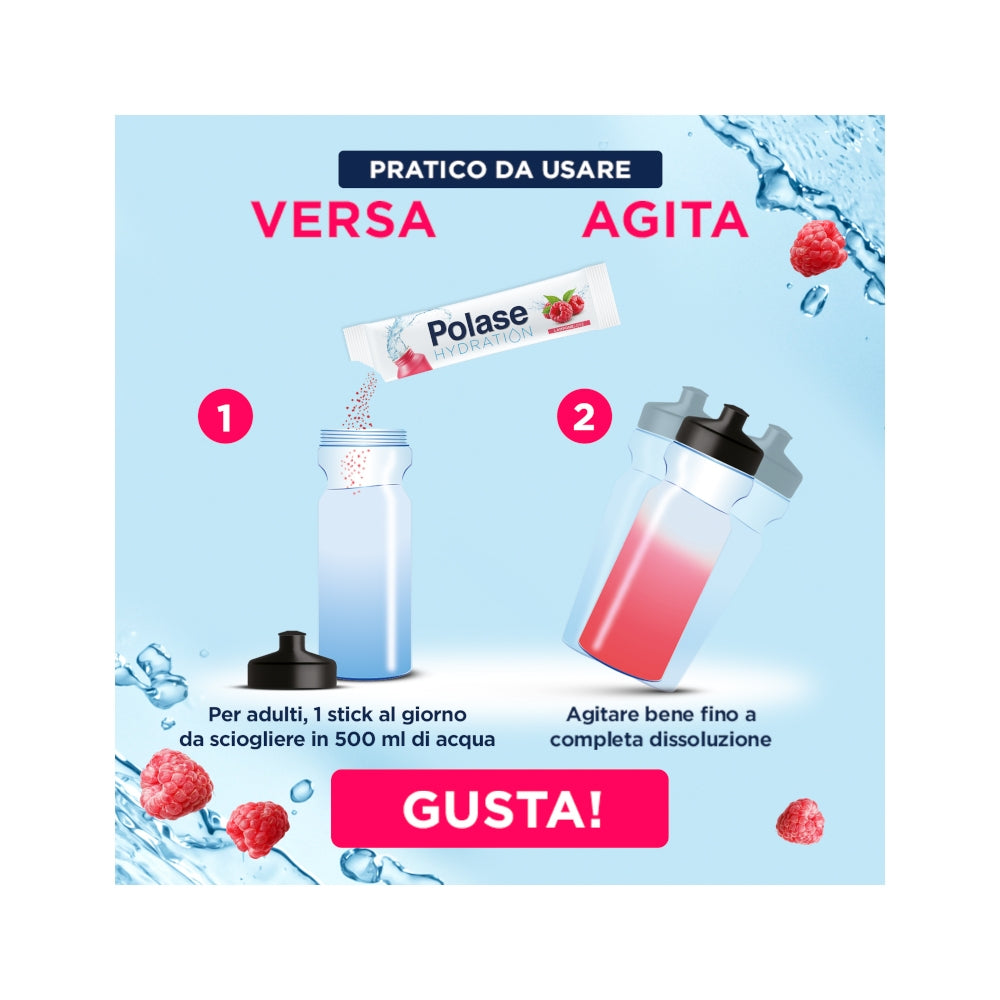 Polase Hydration Integratore Alimentare Magnesio E Potassio Sali Minerali Vitamina C Lampone 12 Stick-7
