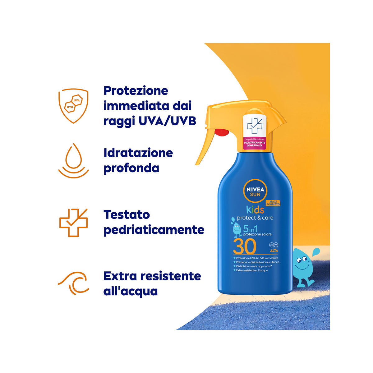 Nivea Sun Spray Solare Kids Protect & Care Fp30 270ml Crema Solare Per Bambini Waterproof-4