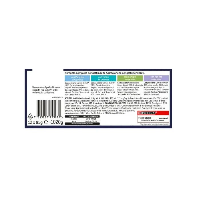 Purina Felix Le Ghiottonerie Gusto Platessa/Tonno/Coniglio/Agnello Cibo Umido Gatti Adulti Busta 12x-6