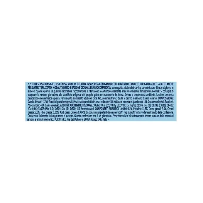 Purina Felix Sensations Jellies Gusto Salmone/Gamberetti Cibo Umido Gatti Adulti Busta 80g-3