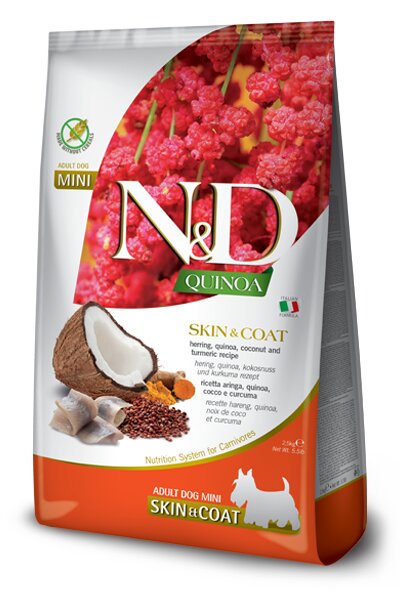 Farmina N&D Quinoa Skin & Coat Herring Cibo Secco Per Cani Adulti Taglia Mini 800g-1