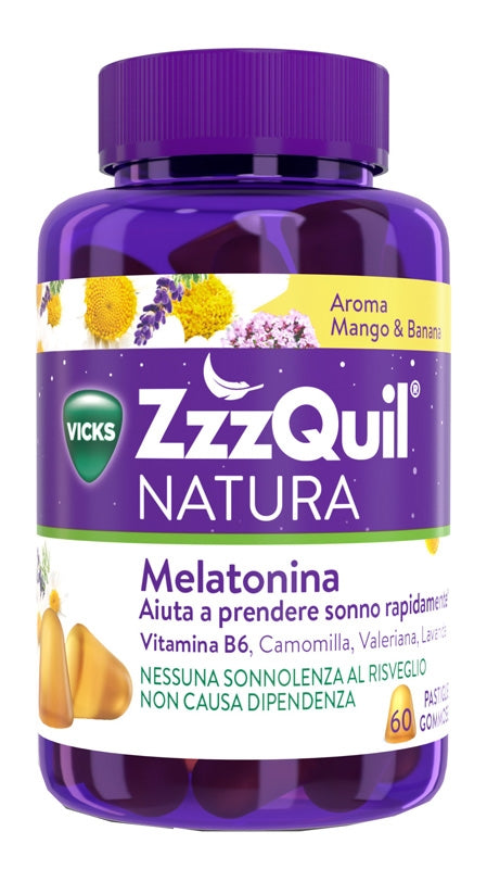 ZzzQuil NATURA Per Dormire 60 Gommose Mango Banana con Melatonina Camomilla Valeriana Lavanda-0