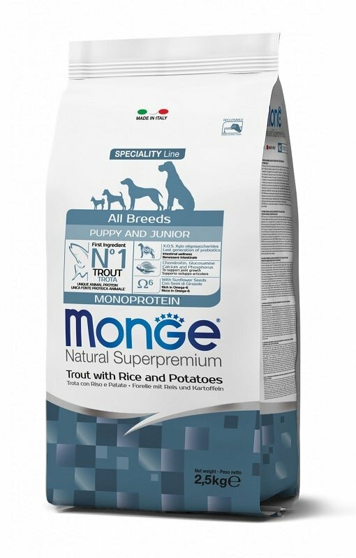Monge Natural Superpremium All Breeds Trota con Riso e Patate Cibo Secco Cani Cuccioli Sacco 12 Kg-2