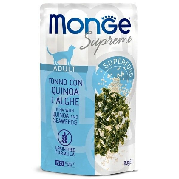 Monge Supreme Pezzetti di Tonno con Quinoa Alghe Cibo Umido Gatti Adulti 80g-2