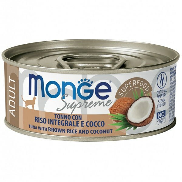 Monge Supreme Tonno Riso Integrale e Cocco Cibo Umido Gatti Adulti 80g-2