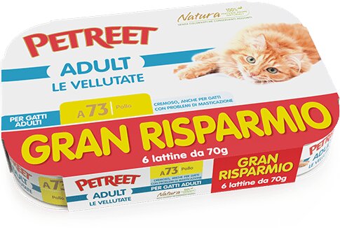 Petreet Vellutate Pollo Cibo Umido Gatto Adulto 6x70g-2