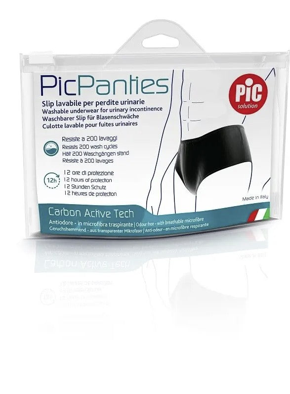 PicPanties Slip Lavabile per Perdite Urinarie Uomo Livello 2 Nero Taglia XL-1