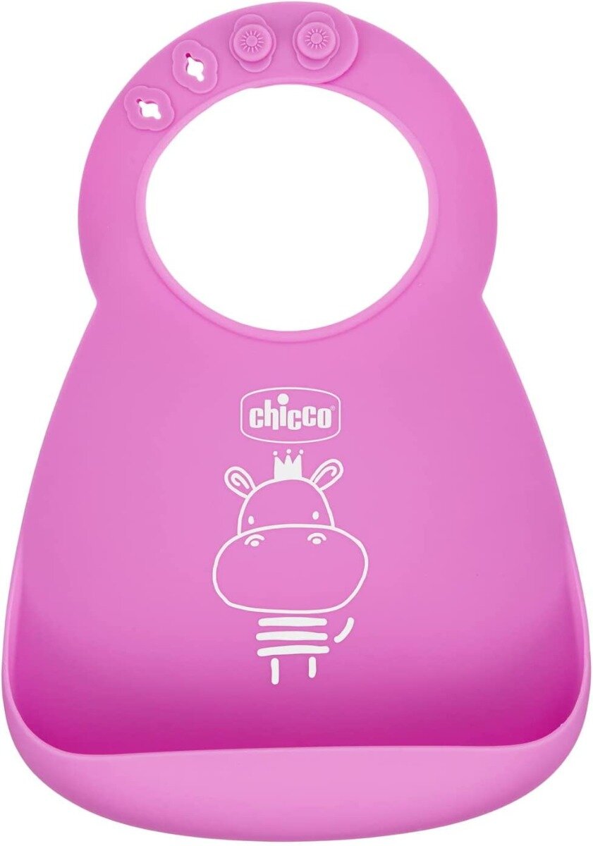 Chicco Bavaglino Silicone Easy Roll Colore Rosa 6Mesi+-1