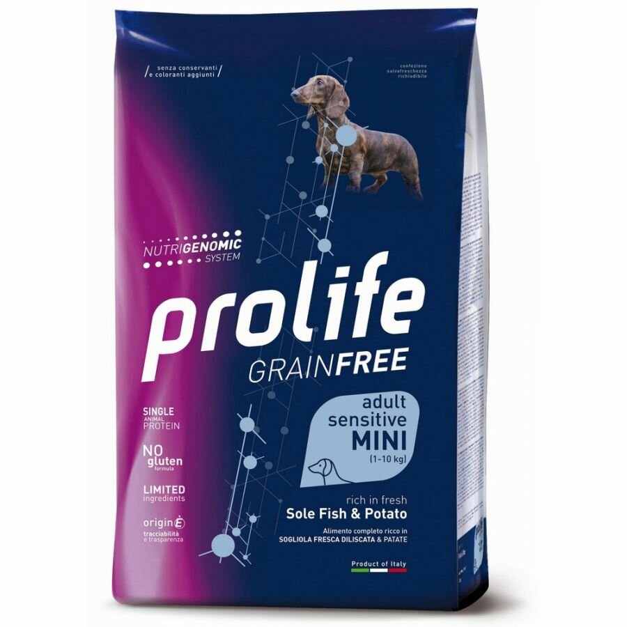 Prolife Dog Grain Free Sensitive Sogliola e Patate Adult Mini 7kg-1