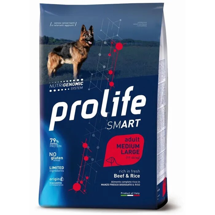Prolife Dog Smart Beef & Rice Cibo Secco Per Cani Adulti Taglia Media/Grande Sacco 12 Kg-2