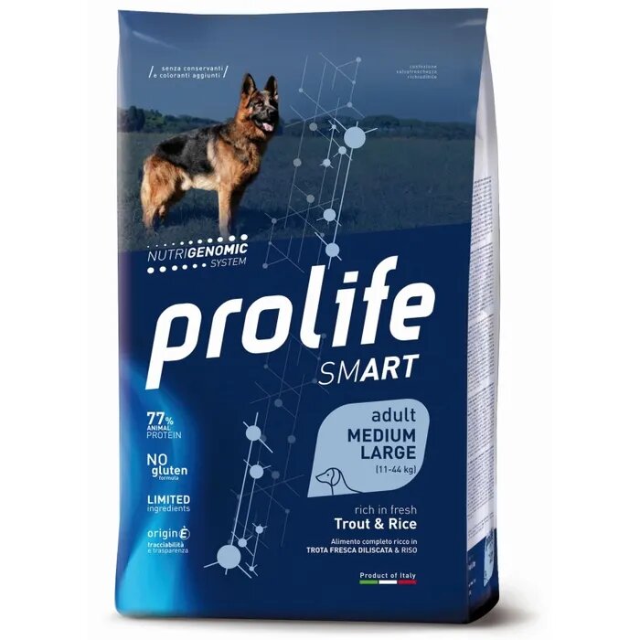 Prolife Dog Smart Trout & Rice Cibo Secco Per Cani Adulti Taglia Media/Grande Sacco 12 Kg-2
