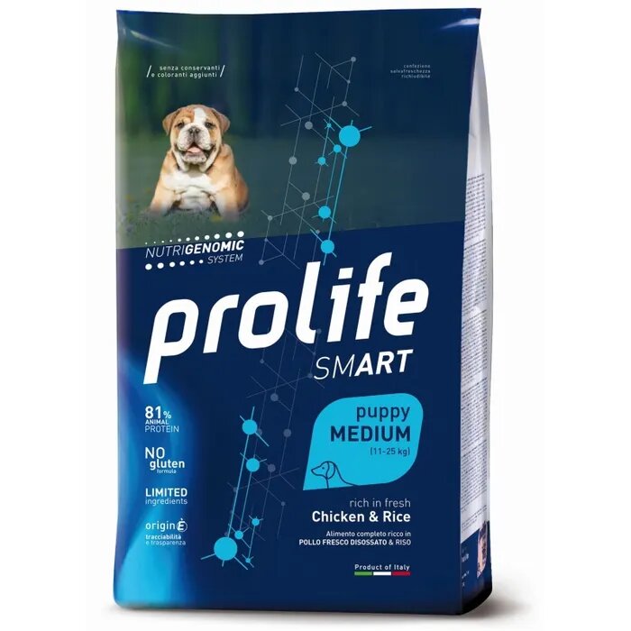 Prolife Dog Smart Chicken & Rice Cibo Secco Per Cani Cuccioli Taglia Media Sacco 10 Kg-2