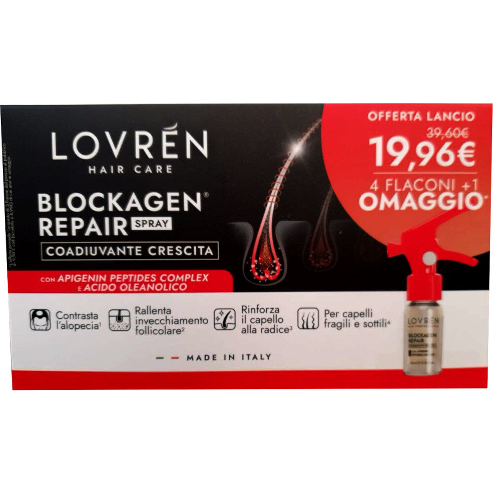 Lovren Hair Blockagen Repair Spray coadiuvante crescita 4 flaconi + 1 OMAGGIO-1