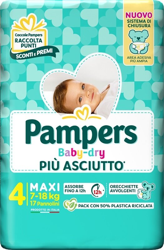 Pampers Babydry Taglia 4 Maxi (7-18 Kg) 17 Pezzi-1
