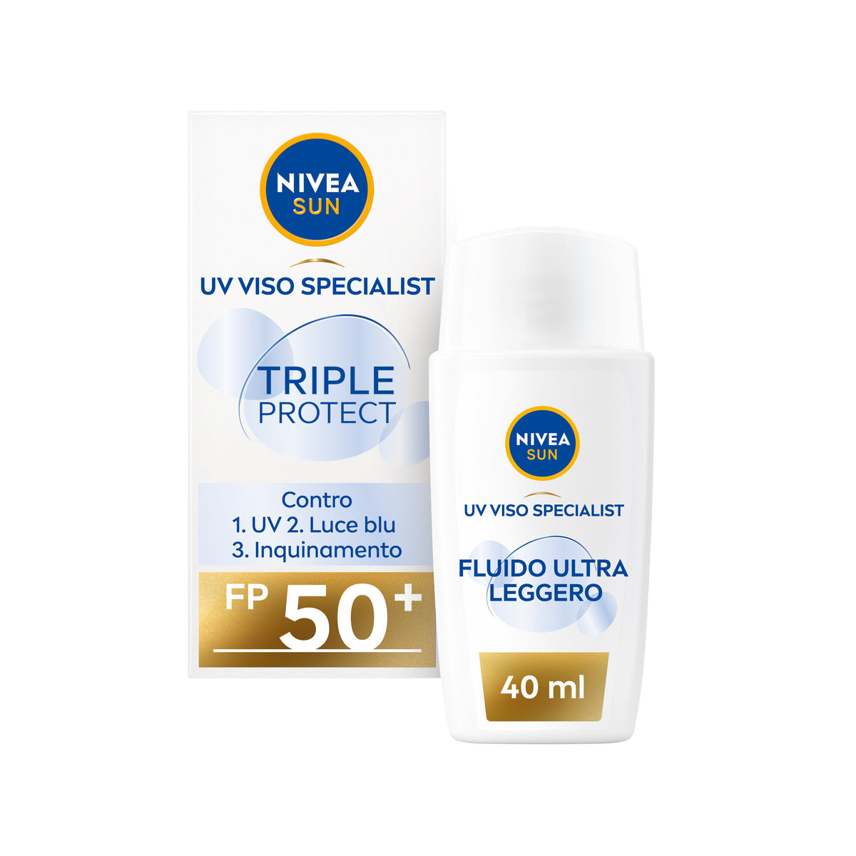 Nivea Sun Crema Viso Solare Triple Protection Fp50+ 40ml Crema Solare Viso in Fluido Ultra Leggero-13