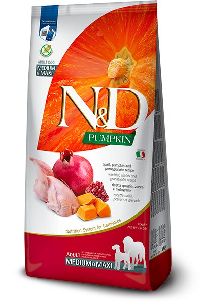Farmina N&D Pumpkin Cibo Secco Quaglia Zucca E Melograno Per Cani Adulti 12kg-1