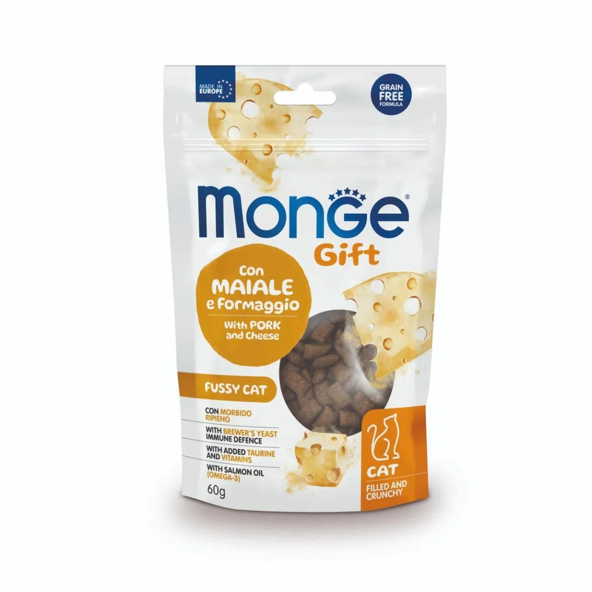 Monge Filled And Crunchy Snack Per Gatti Maiale E Formaggio 60g-1