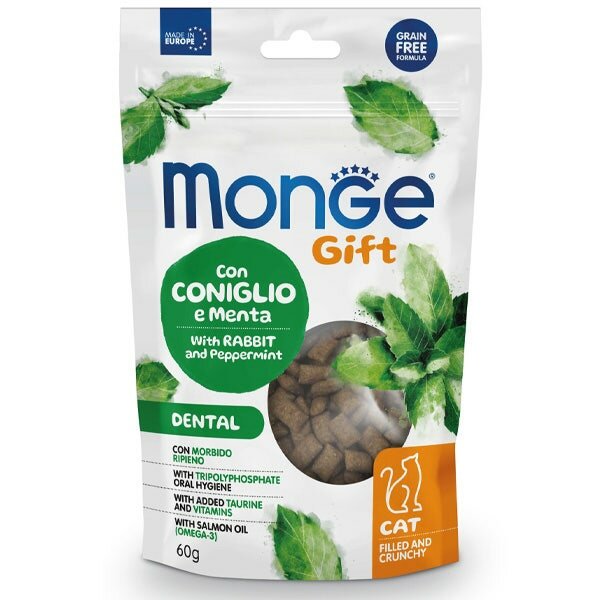 Monge Gift Dental Coniglio e Menta snack per gatti adulti 60g-1