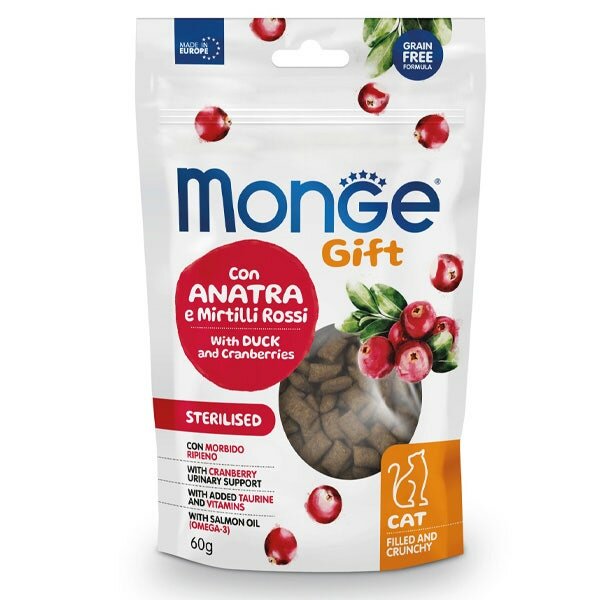 Monge Filled & Crunchy Sterilised Snack Per Gatti Anatra E Mirtilli Rossi 60g-1