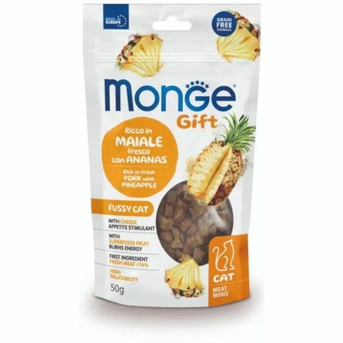 Monge Meat Minis Appetito Difficile Snacks Per Gatti Maiale Con Ananas E Formaggio 50g-1