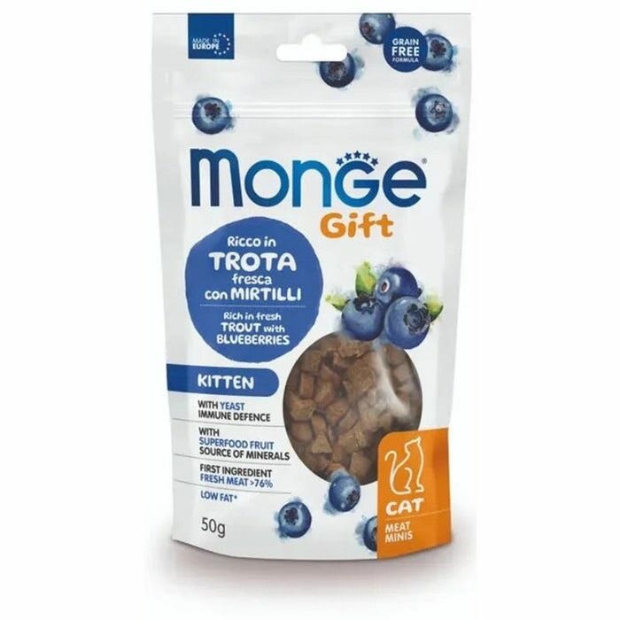 Monge Meat Minis Snack Per Gattini Trota Fresca Con Mirtilli 50g-1