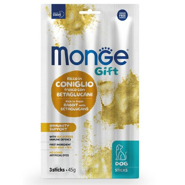 Monge Sticks Immunity Support Per Cani Adulti Coniglio Fresco Con Betaglucani 45g-1