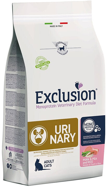 Exclusion Monoprotein Veterinary Diet Urinary Maiale Piselli E Riso Per Gatti Sacco 300g-1