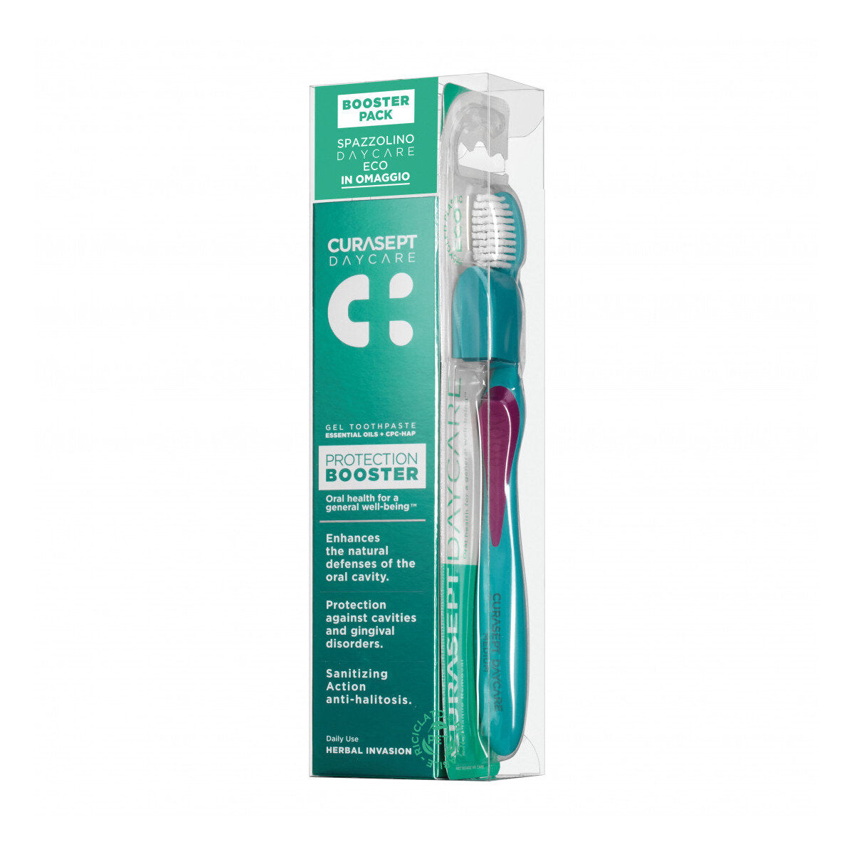 Curasept Daycare Protection Booster Dentifricio Herbal Invasion 75ml + IN OMAGGIO Spazzolino-1
