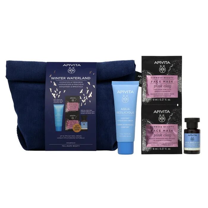 Apivita Cofanetto Aqua Beelicious Crema Comfort Idratante 40ml+Tonico Idratante 20ml+Maschera Argill-3