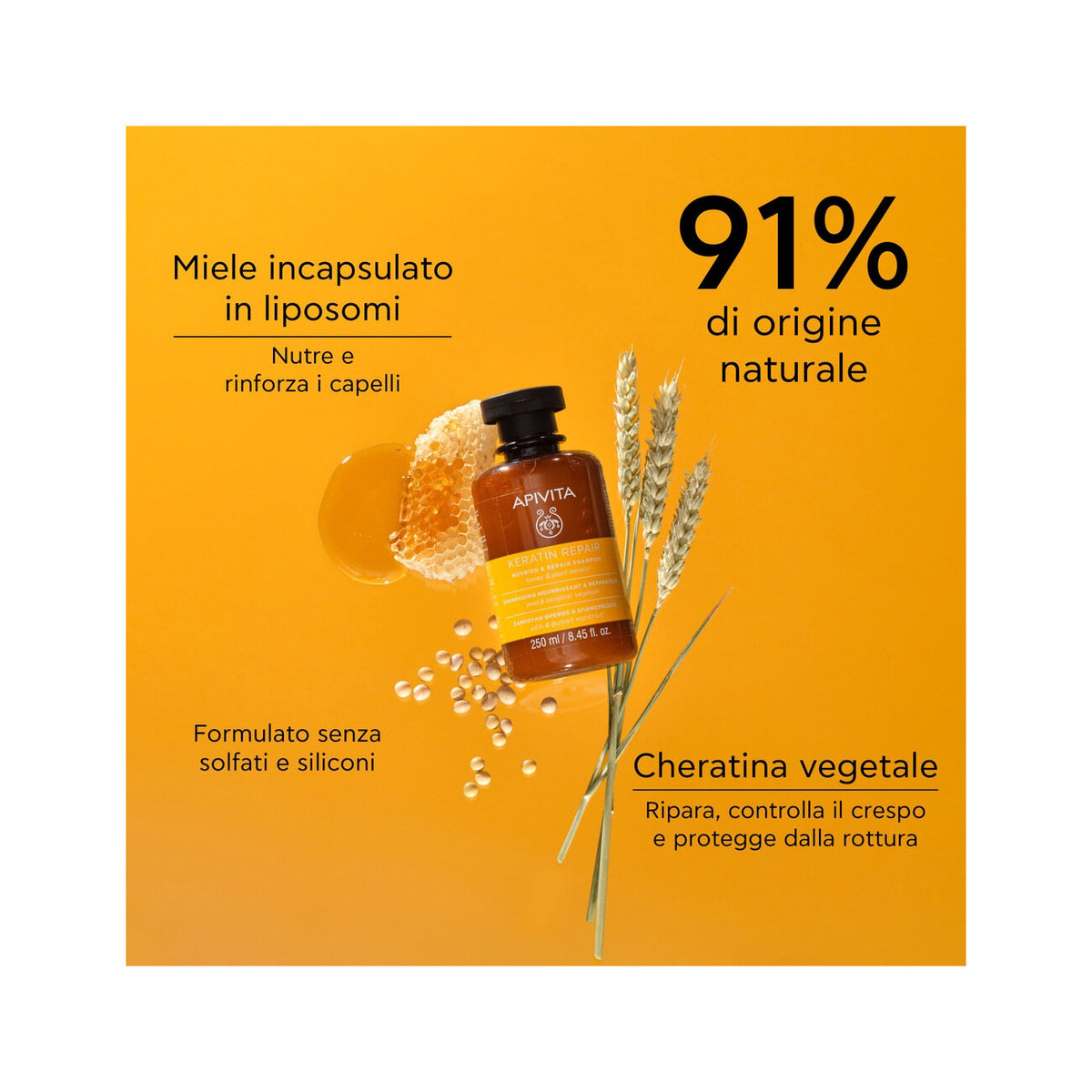 Apivita Keratin Repair Shampoo Nutriente Riparatore 250ml-3