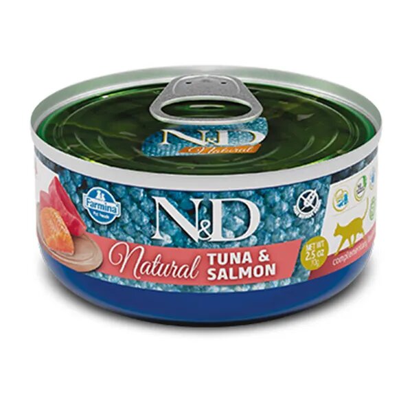 Farmina Natural & Delicious Natural Tonno & Salmone per Gatti 140g-1