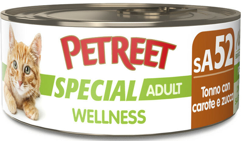 Petreet Wellness Tonno Con Carote Zucca Cibo Umido Gatto Adulto Barattolo 70g-2