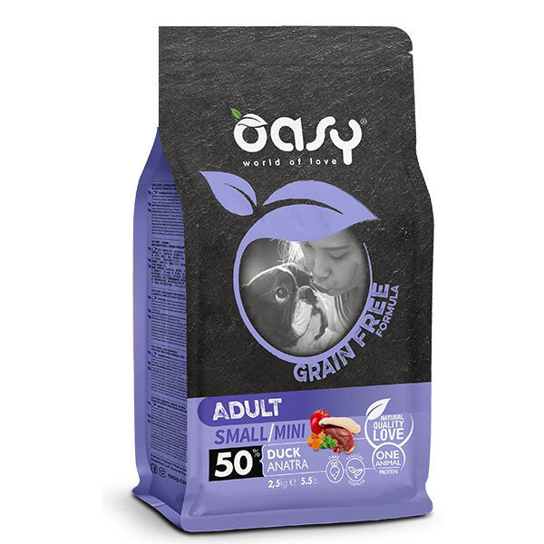 Oasy Grain Free Adult Small & Mini Con Anatra Per Cani Adulti 2.5kg-1