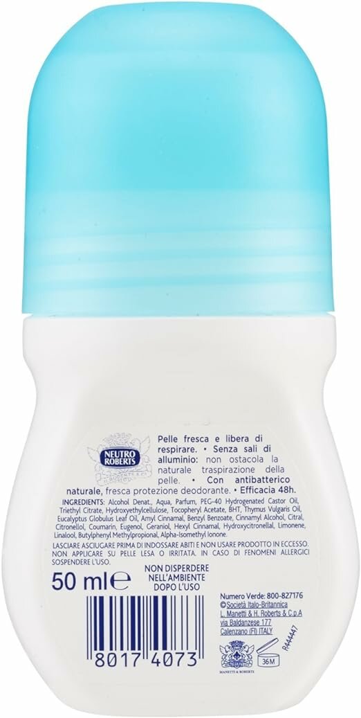 Neutro Roberts Deodorante Roll On Fresco Classico Zero Sali di Alluminio 50ml-2