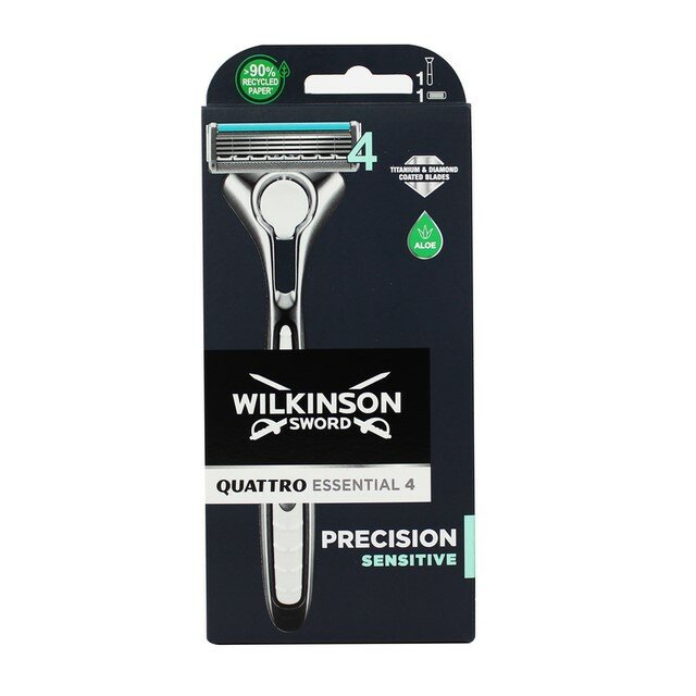 Wilkinson Rasoio Quattro Essential 4 Precision Sensitive 4 Lame Manico + 1 Ricambio-3