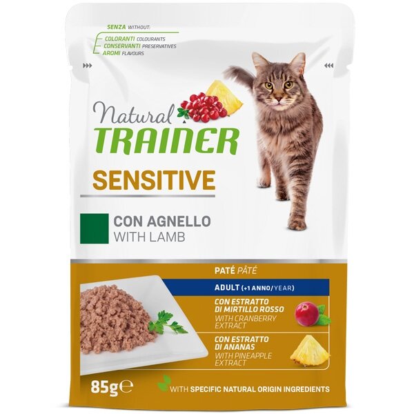 Natural Trainer Gatto Sensitive Adult con Agnello Paté 85g-1