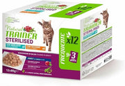 Natural Trainer Gatto Multipack Sterilised con Tacchino e Merluzzo Bocconcini in Salsa 12x85g-1