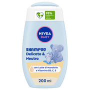 Nivea Baby Shampoo Delicato & Neutro 200 ml Detergente Neonato Bambini Per Corpo E Capelli-2