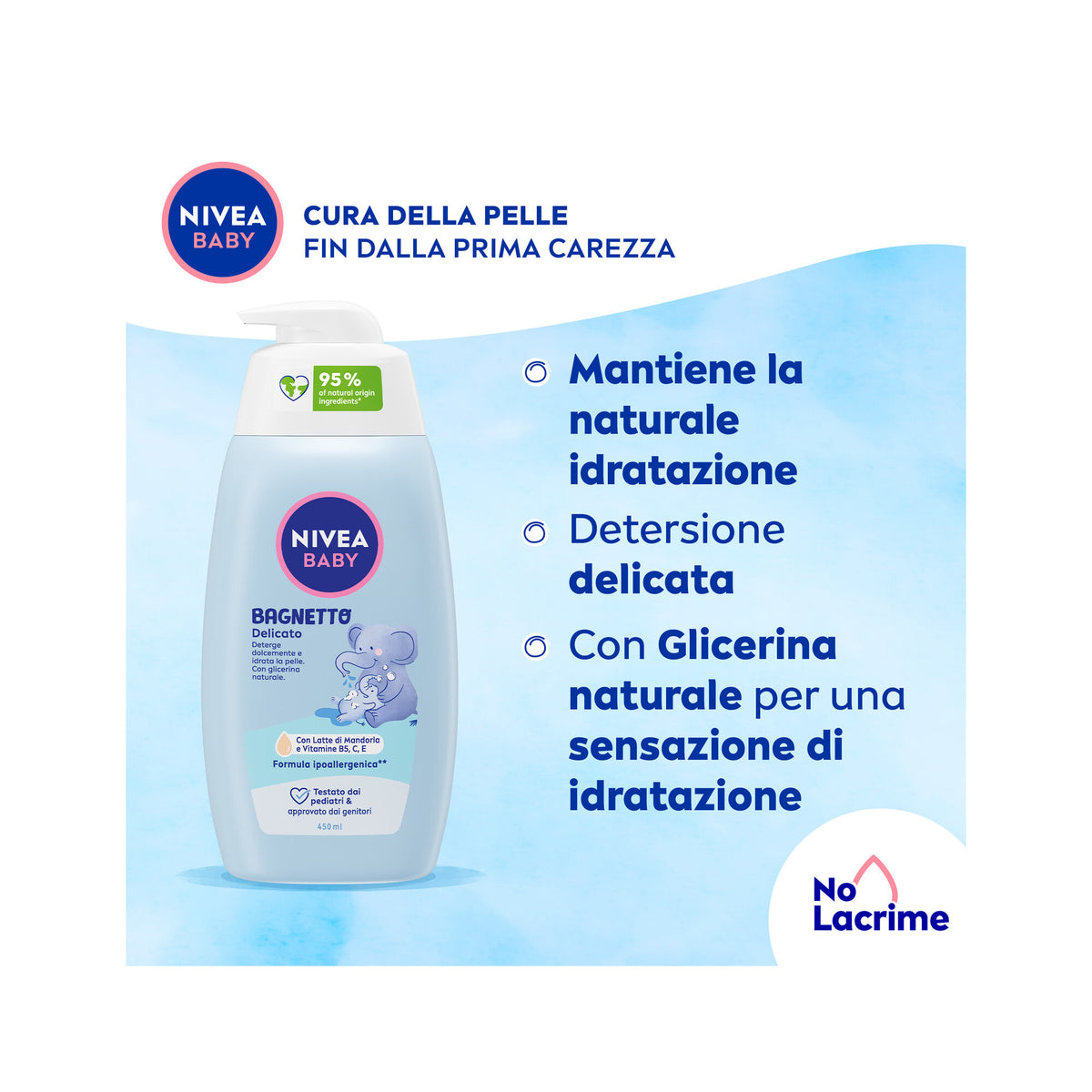 Nivea Baby Bagnetto Delicato 450 ml Detergente Neonato Per Una Detersione Delicata E Idratante-4