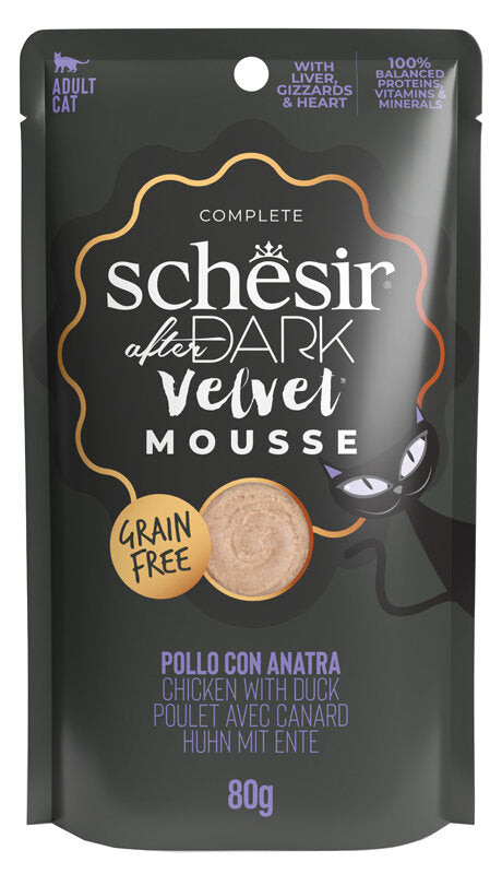 Schesir After Dark Gusto Pollo con Anatra in Mousse Cibo Umido Gatti Adulti Busta 80g-1