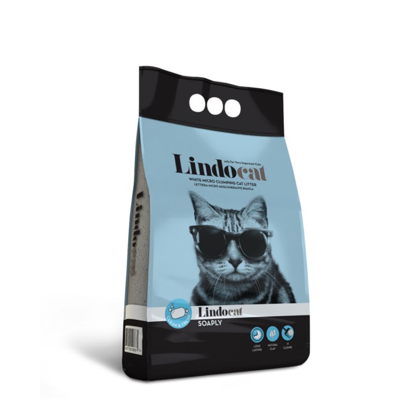 Lindocat Soaply Lettiera Per Gatti Agglomerante Bianca Profumo di Pulito 10L-1