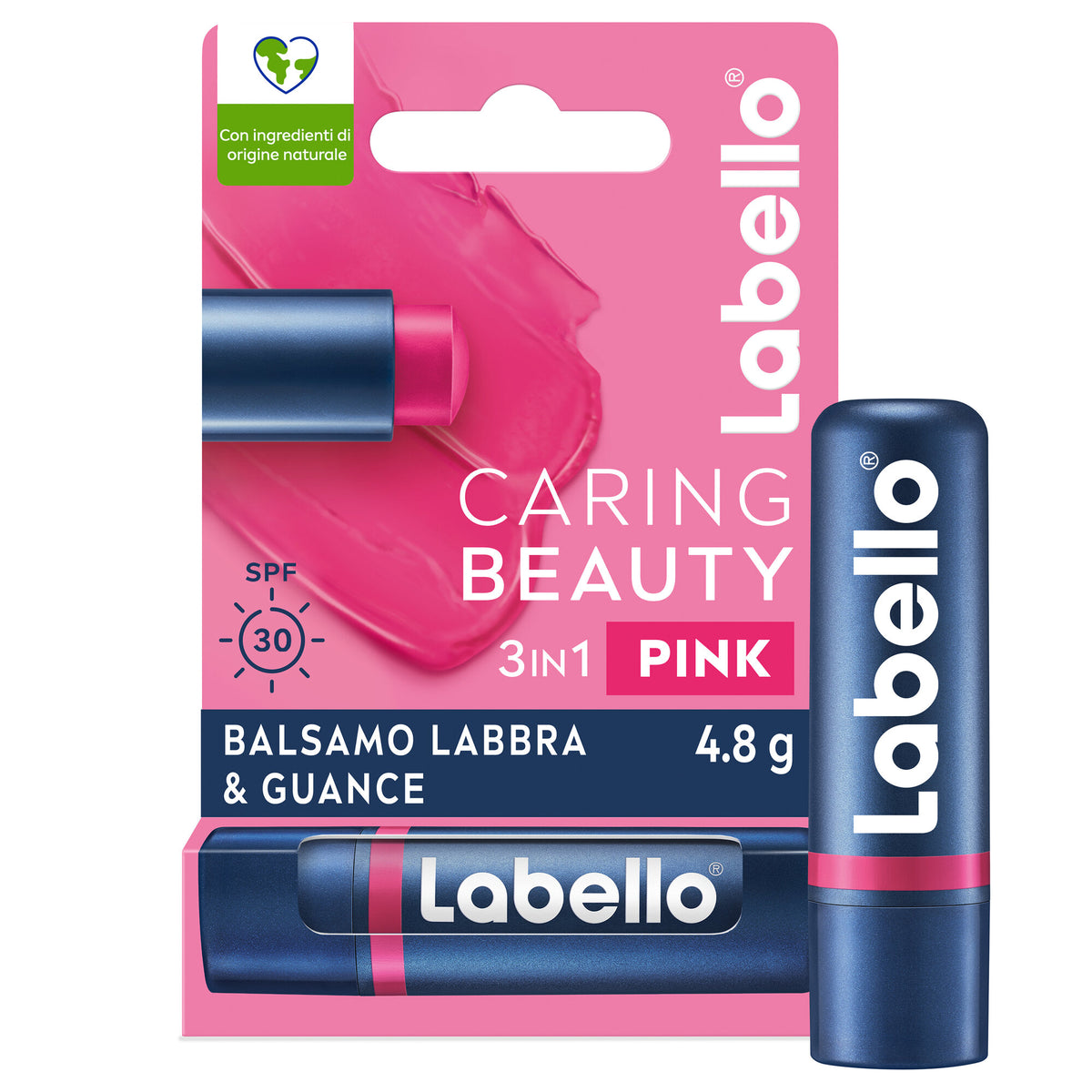 Labello Caring Beauty Lip & Cheek Pink Spf30 Burrocacao Labbra E Guance Colorato Rosa 4,8g-1
