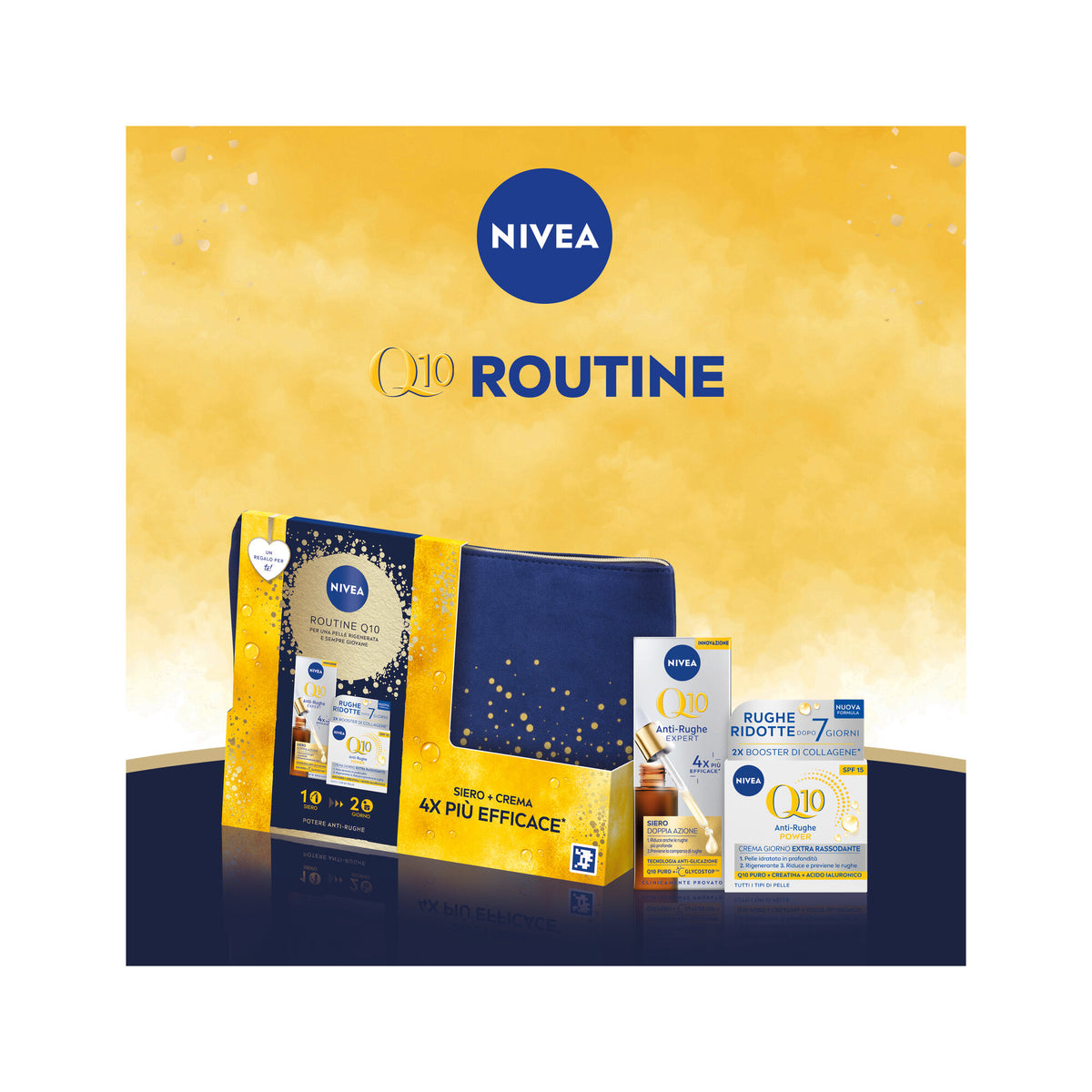Nivea Routine Q10 Cofanetto Crema Viso 50ml + Siero Viso 30ml + Travel Bag-2