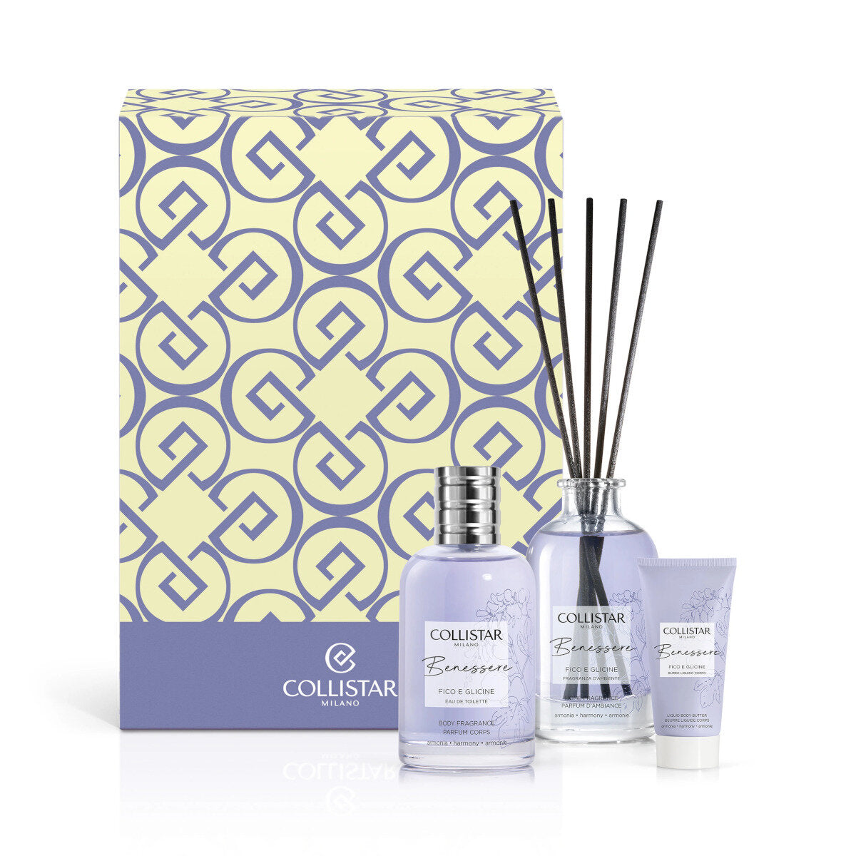 Collistar Cofanetto Benessere Fico E Glicine Eau de Toilette 100ml + Burro Liquido Corpo 50ml + Fragranza D'Ambiente-1