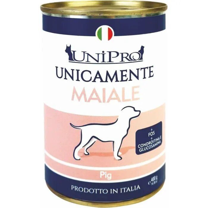 Unipro Unicamente Maiale Cibo Umido Cani Adulti Barattolo 400g-1