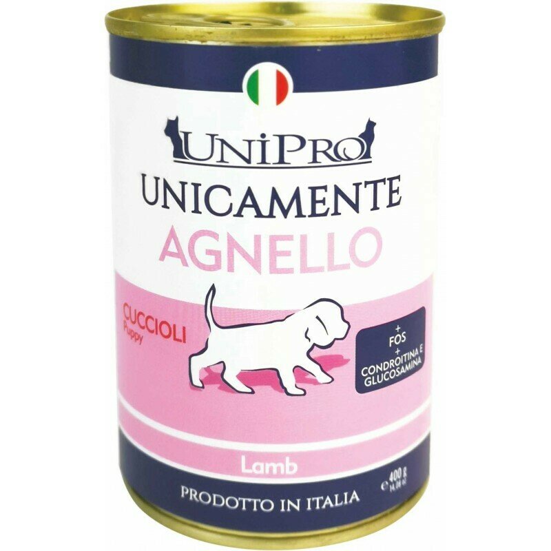 Unipro Unicamente Agnello Cibo Umido Cani Cuccioli Barattolo 400g-1