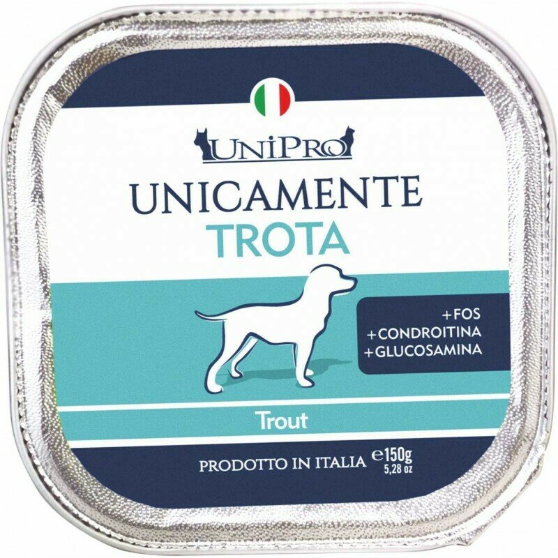 Unipro Unicamente Trota Cibo Umido Cani Adulti Vaschetta 150g-1