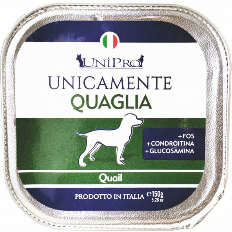 Unipro Unicamente Quaglia Cibo Umido Cani Adulti Vaschetta 150g-1